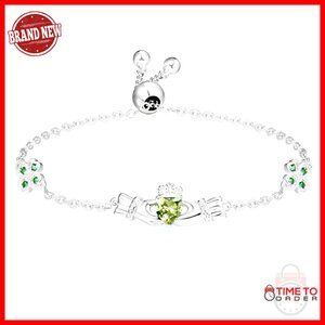 Sterling Silver Claddagh Bracelet Elegant Irish Jewelry Heart Shamrock Charm